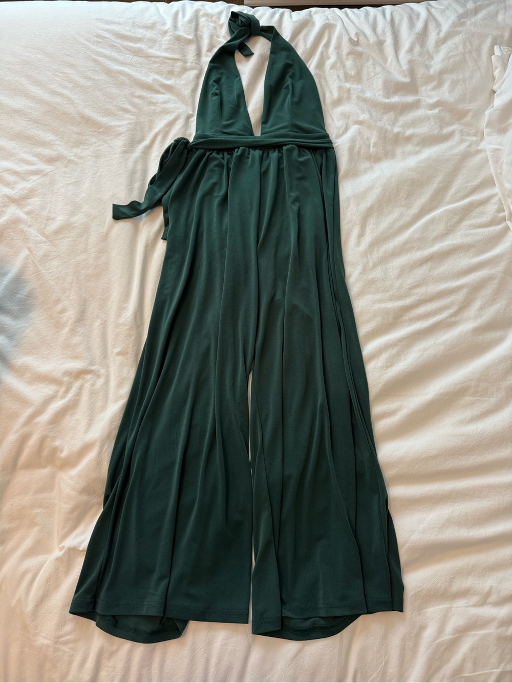 Urban Outfitters Deep Green Halter Wide-Leg Jumpsuit